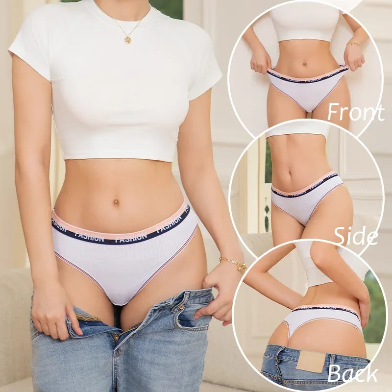 4Pcs Women's Seamless Cotton Briefs Intimates Sexy Panties Solid Color Breathable Underwear Female Low Waist Soft Lingerie S-XL
