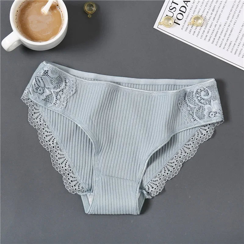 New 3Pcs/set Women's Cotton Panties M-2XL Women Patchwork Lace Underwear Sexy Low Waist Briefs Ladies Comfortable Underpants