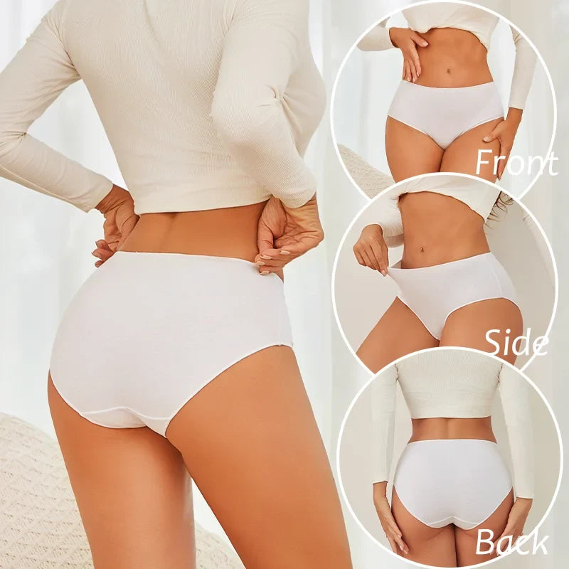 4Pcs Women's Seamless Cotton Briefs Women Plus SizePanties Solid Color Breathable Underwear Female Low Waist Soft Lingerie S-XXL
