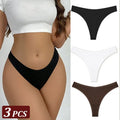 3PCS Seamless Thong Cotton Women Thin Strap Low Waist High Flexibility Panties Sexy Underwear Ladies Briefs T-back Soft Women