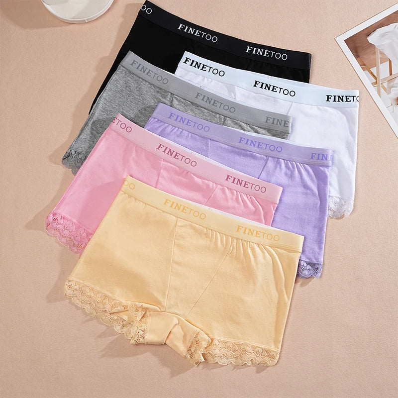 Women's Cotton Lace Boyshorts Sexy Letter Belt Breathable Boxer Panties High Waist Stretch Briefs Comfortable Sport Shorts S-XXL