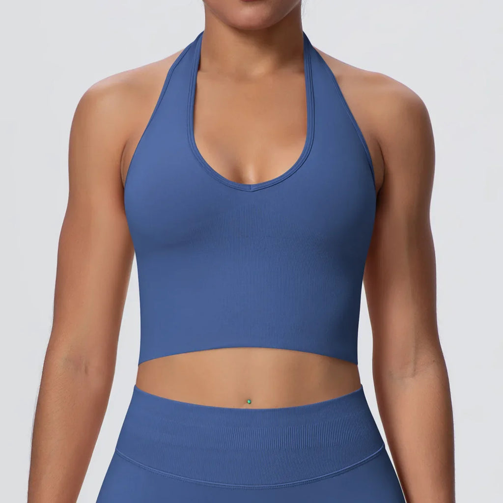 Gym Tops Women Halter Top Gym Vest Woman Sexy Backless Push Up Sport Bras Running Vest Workout Tops Activewear Yoga Fitness Vest