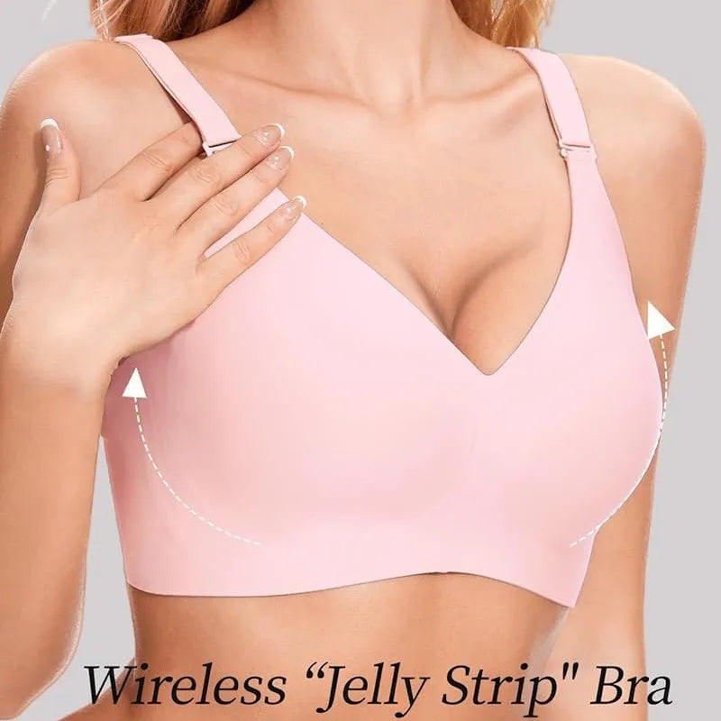 Women's Jelly Seamless Wire-Free Bra Full Cup Thin Mold Soft Support Underwear Plus Size Comfortable High Elasticity Bra