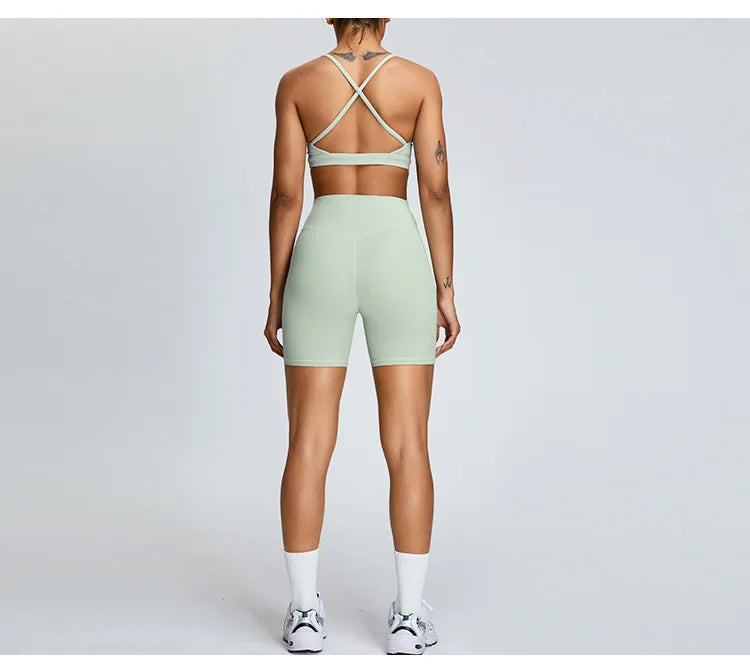 Solid Color Cross Back Women Fitness Underwear Sports Bra Running Top Gym Yoga Athletic Tight Workout Jog Soft With Backless Bra