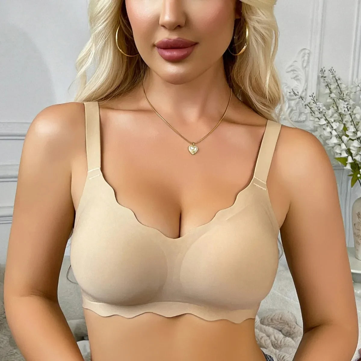 Women's Leopard Print Seamless Bra, Full Cup Thin Bra, Plus Size Underwear, Push-Up, Sexy, Comfortable Underwear