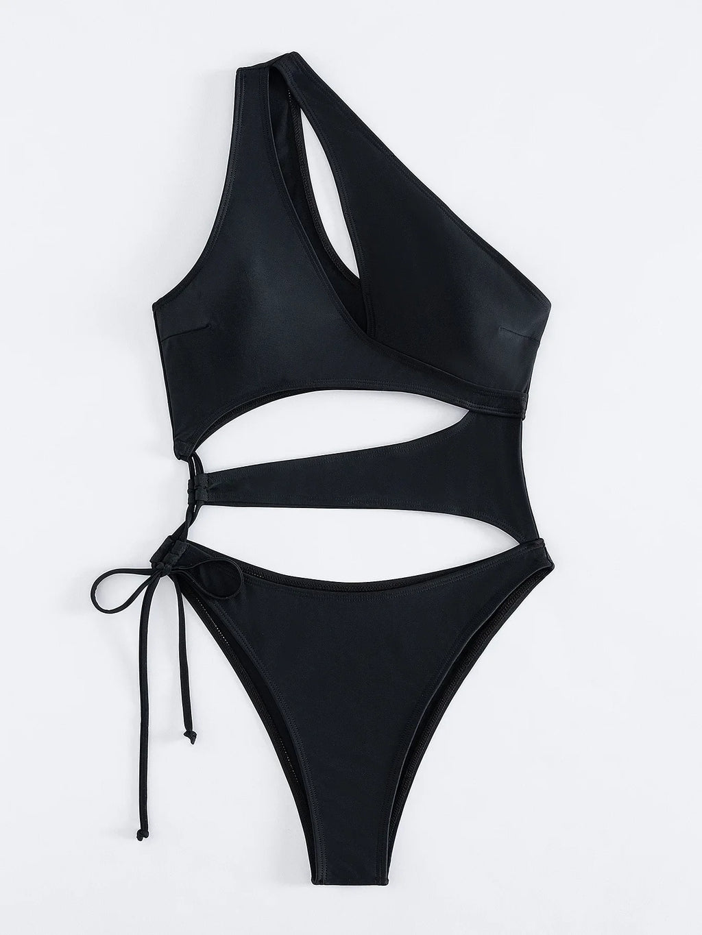 Sexy Hollow Out One Piece Swimsuit Women Black One Shoulder Drawstring Backless Monokini Summer Beach Bathing Suit Swimwear 2026