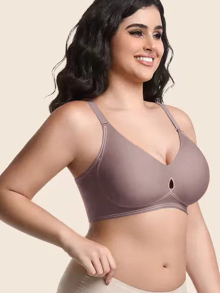 Women's Jelly Bra No Steel Ring Seamless Gathered Support 3 Pack Nylon Fabric Adjustable Shoulder Strap Invisible Cup Type