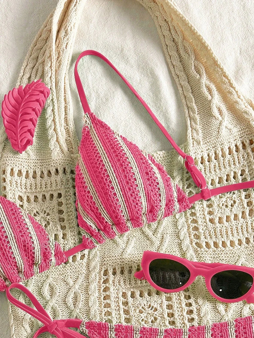 Sexy Orange Striped Bikini Set 2026 Women Halter Push Up Bra Tassel Bandage Thong Swimsuit Summer Holiday Bathing Suit Swimwear