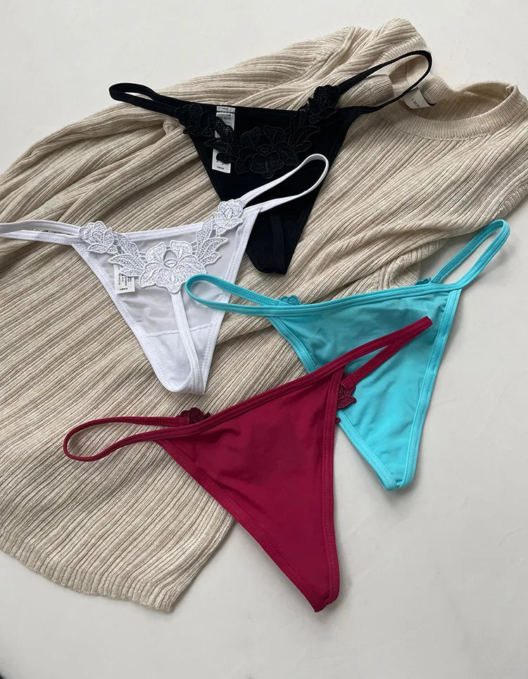 Floral Embroidery Sexy G String Underwear Women Panties T-Back Briefs Female Lingerie Erotic Girls Thongs Bikini Size S-XXL