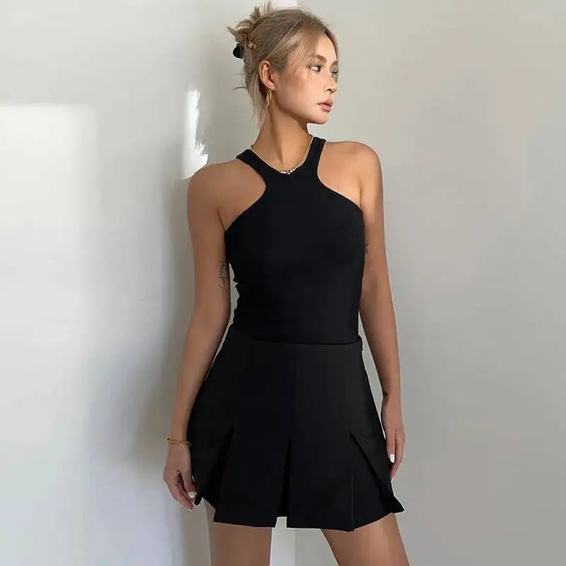 WOMENGAGA American High Street A-line Short Unif School Girl Fairy Grunge Skirt High Waist Pleated Skorts Streetwear Lovely HM2O