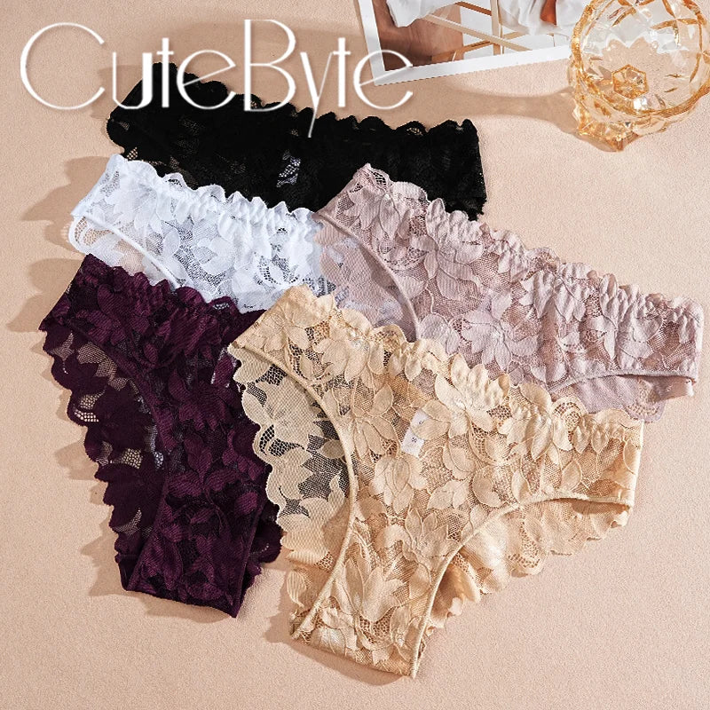 Sexy Floral Lace Underwire Bras Panties Sets Hollow Out See-Through Romantic Lingerie Underwear Sexy Women Panties S-XL