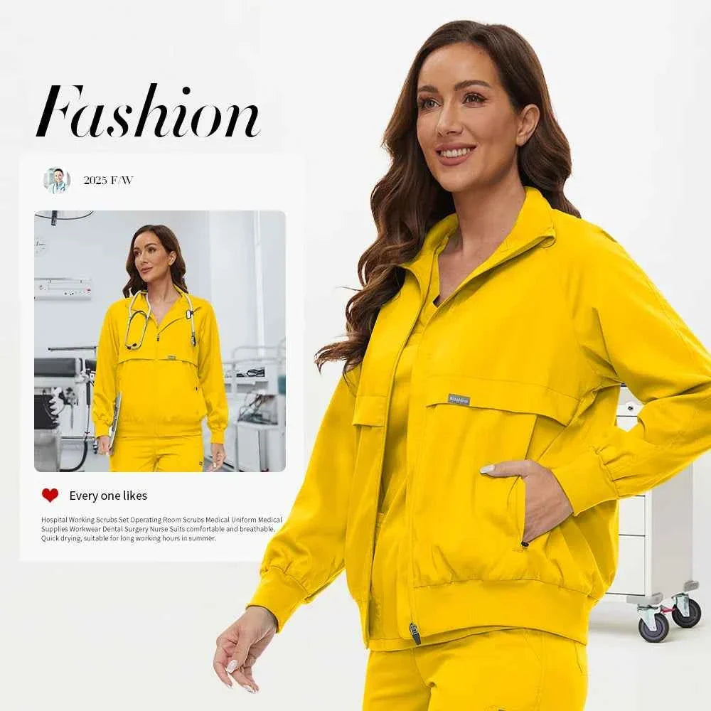 Niaahinn Long Sleeve Nursing Scrubs Jacket