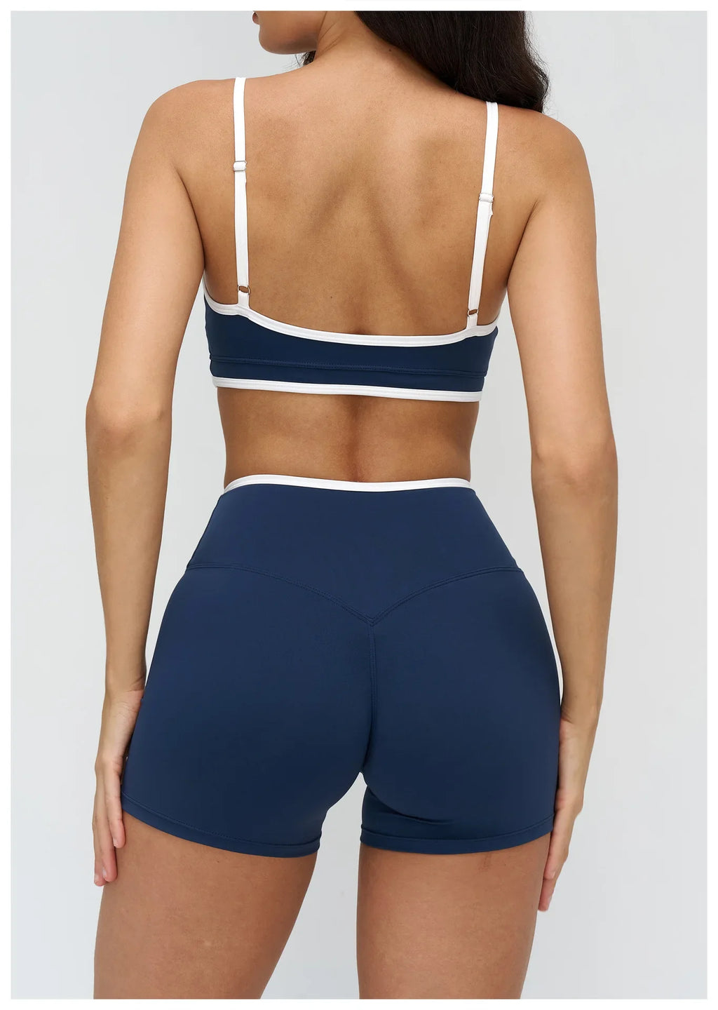 Patchwork Backless Yoga Sets Women Sportswear High Waist Gym Scrunch Bum Shorts Set Female Fitness Sports Suit Workout Clothes