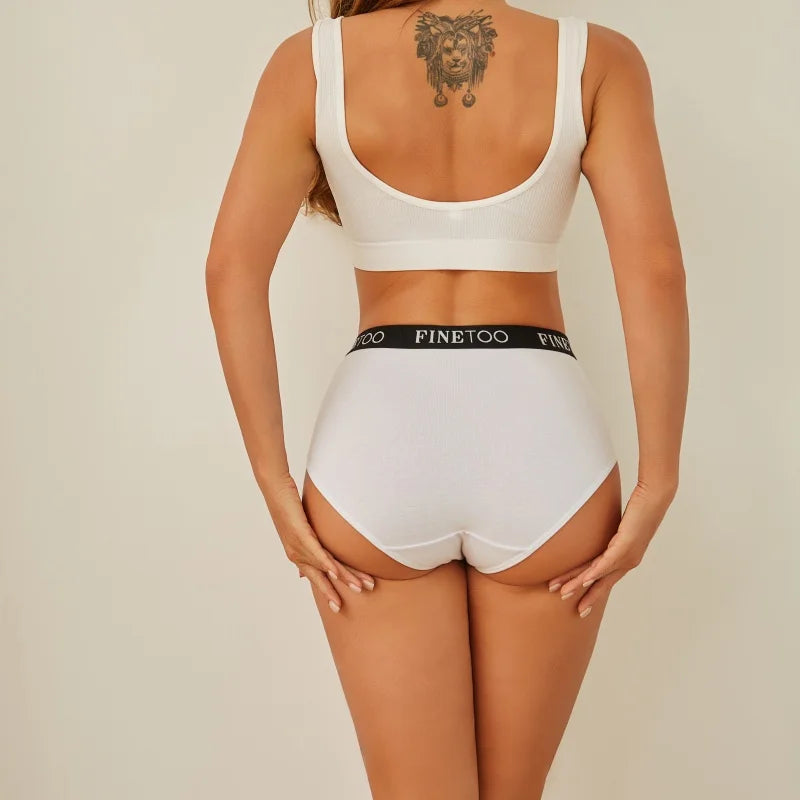 Finetoo 3Pcs Women's Seamless Cotton Briefs Women Plus SizePanties Breathable Underwear Female Low Waist Soft Lingerie S-XXL
