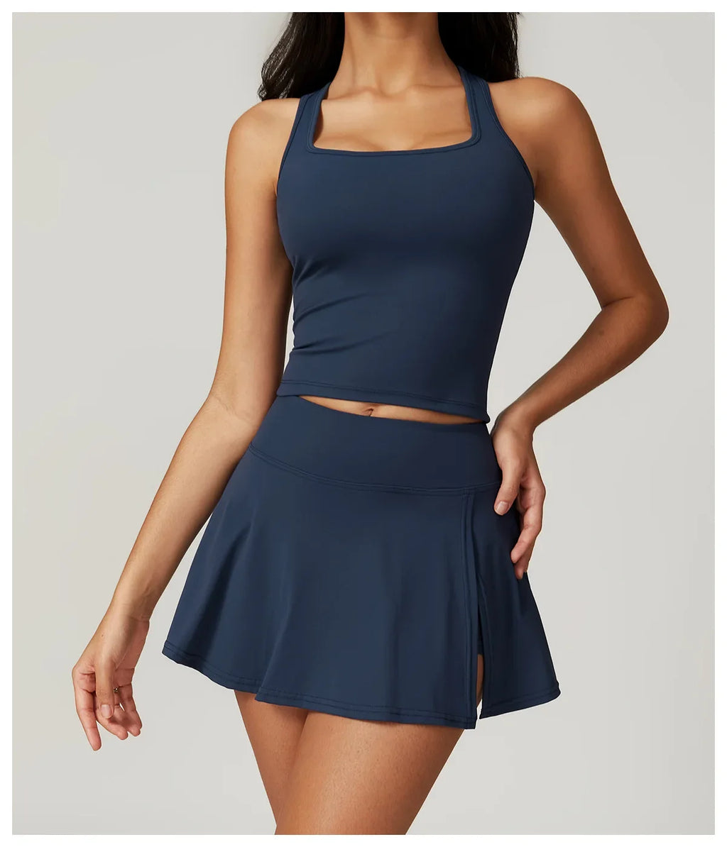 New Yoga Short Skirt Women Summer Comfortable Slit Yoga Skirt Fitness Outdoor Riding Skirt Anti-voyeur Sports Skirt High Quality
