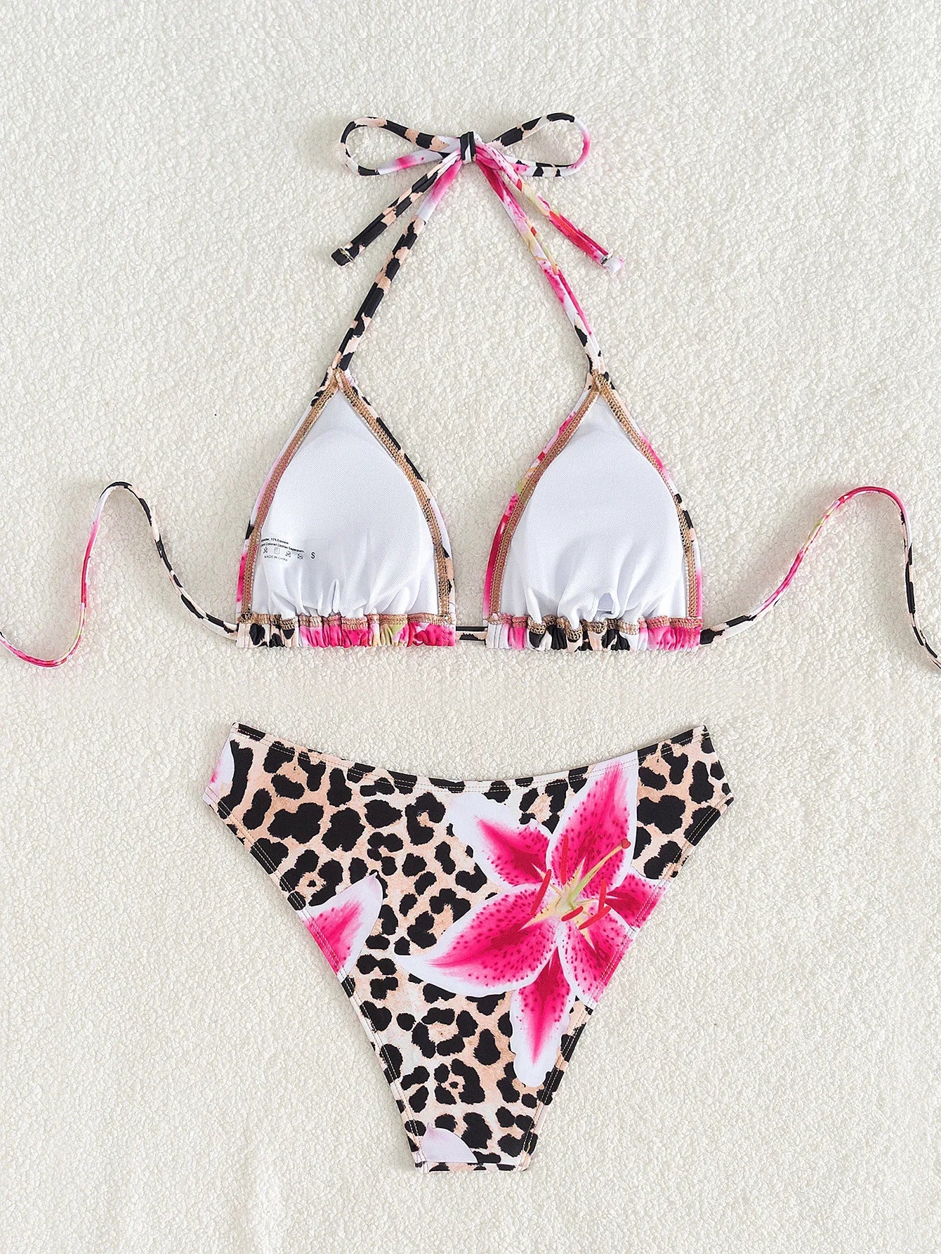 2025 New Women's Black Ground White Dot Printed Swimsuit Halter Neck Low Waist Bikini Set For Summer Female Swimwear Brazilian