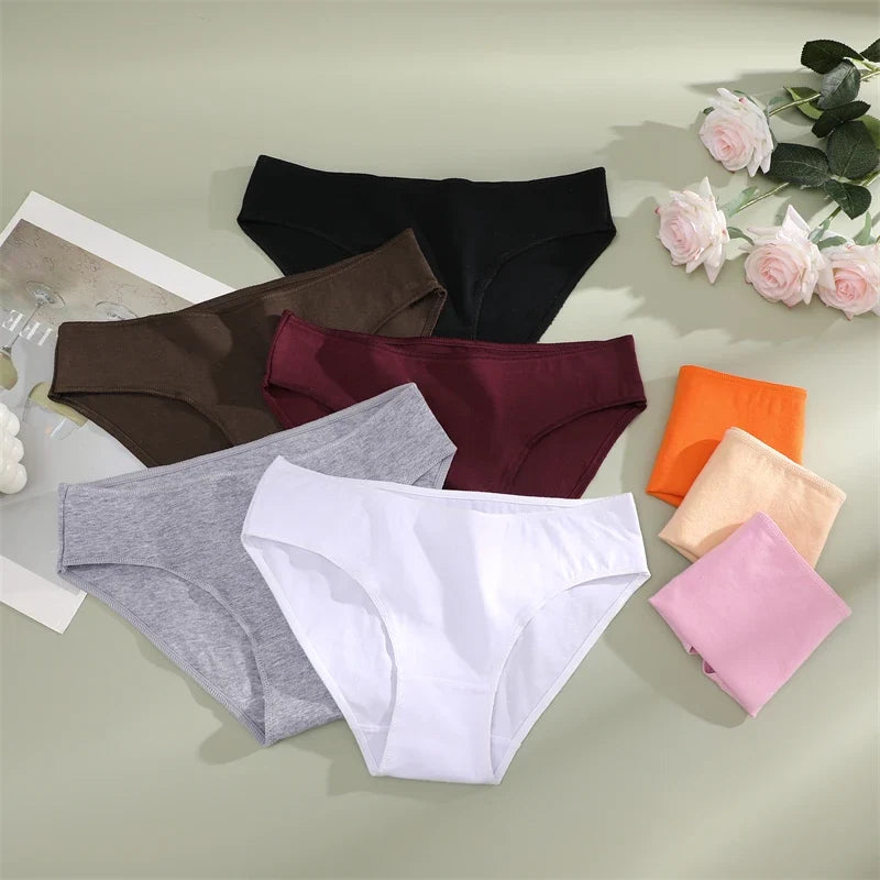 3Pcs Women Cotton Panties for Women Sexy S-XL Low Waist Briefs Female Breathable Underwear Girl Intimates Lingerie Solid Color