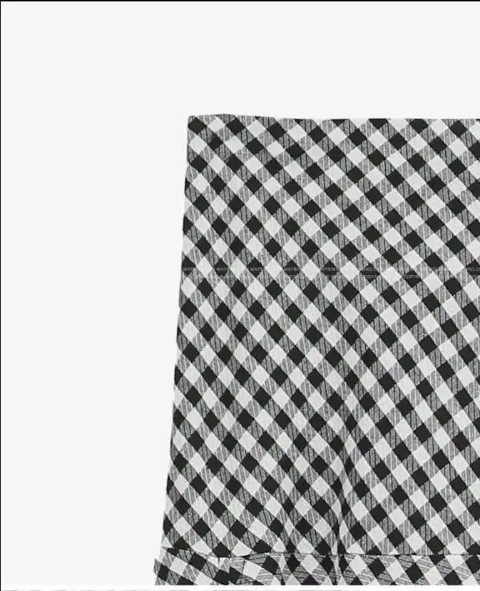 WOMENGAGA Korea Style 2023 Spring/Summer New High Waist Elegant Split Plaid Skirts Half Length Skirts Fashion Women 2023 22IV