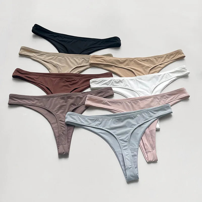 Ice Silk Women Panties Sexy G String Thong Seamless Underwear Candy Color T Back Girls Briefs Leopard Underpants Plus Size S-XL