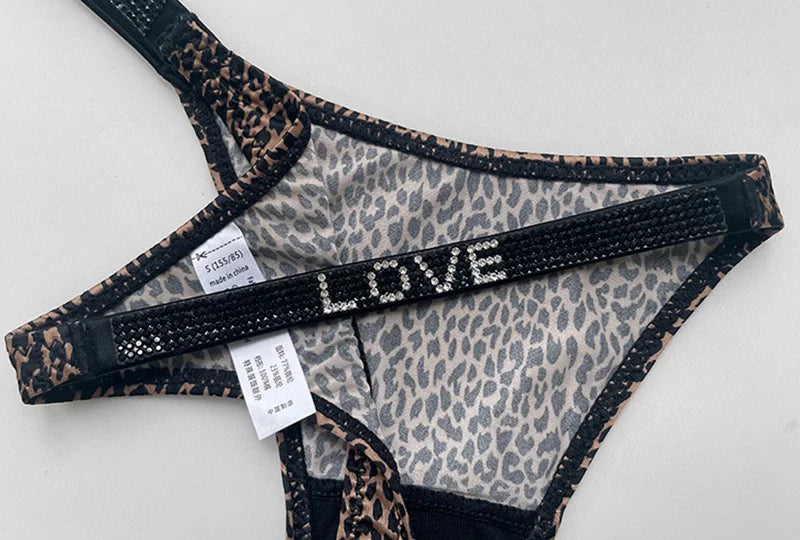 Sexy Panties Women Thongs Rhinestones G string Letter Diamonds Sports Thong Low Waist Briefs T-back Fitness Size S-XL