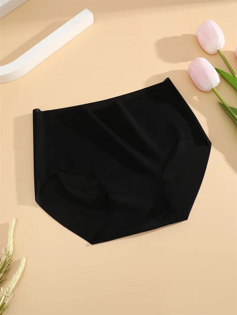 2PCS Seamless Ice Silk Briefs Women's Transparent Panties Sexy Breathable Underwear Female Stretch Erotic Korean Ultra Lingerie