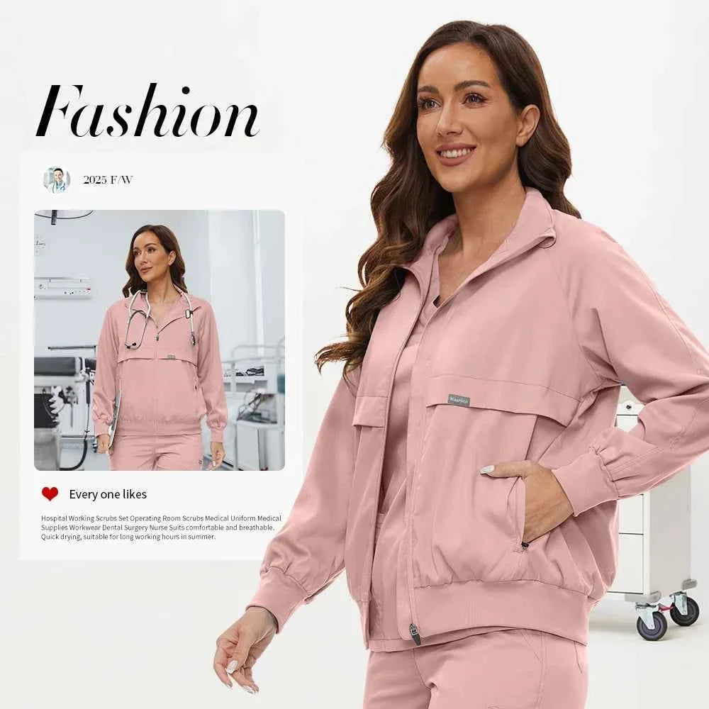 Niaahinn Long Sleeve Nursing Scrubs Jacket