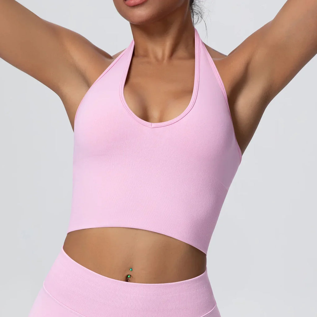 Gym Tops Women Halter Top Gym Vest Woman Sexy Backless Push Up Sport Bras Running Vest Workout Tops Activewear Yoga Fitness Vest