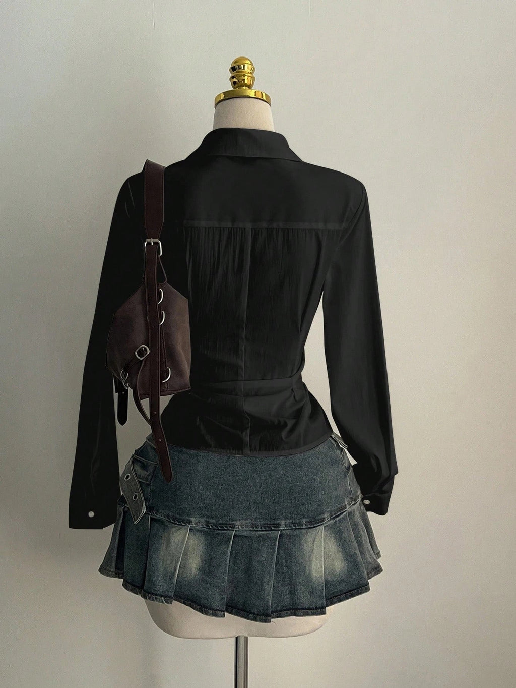 Women's Casual Side Strap Slim Fit Long Sleeve Shirt Sexy V-Neck Pleating Top Spring/Fall 2026