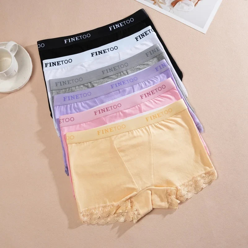 Women's Cotton Lace Boyshorts Sexy Letter Belt Breathable Boxer Panties High Waist Stretch Briefs Comfortable Sport Shorts S-XXL