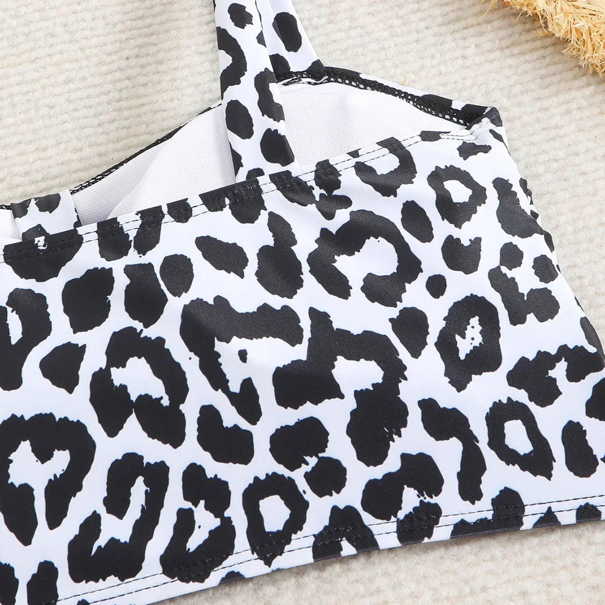 Vintage Black Leopard Print Bikini Set 2025 Women Drawstring Side High Waist Panties Swimsuit Bathing Suit Swimwear Beachwear