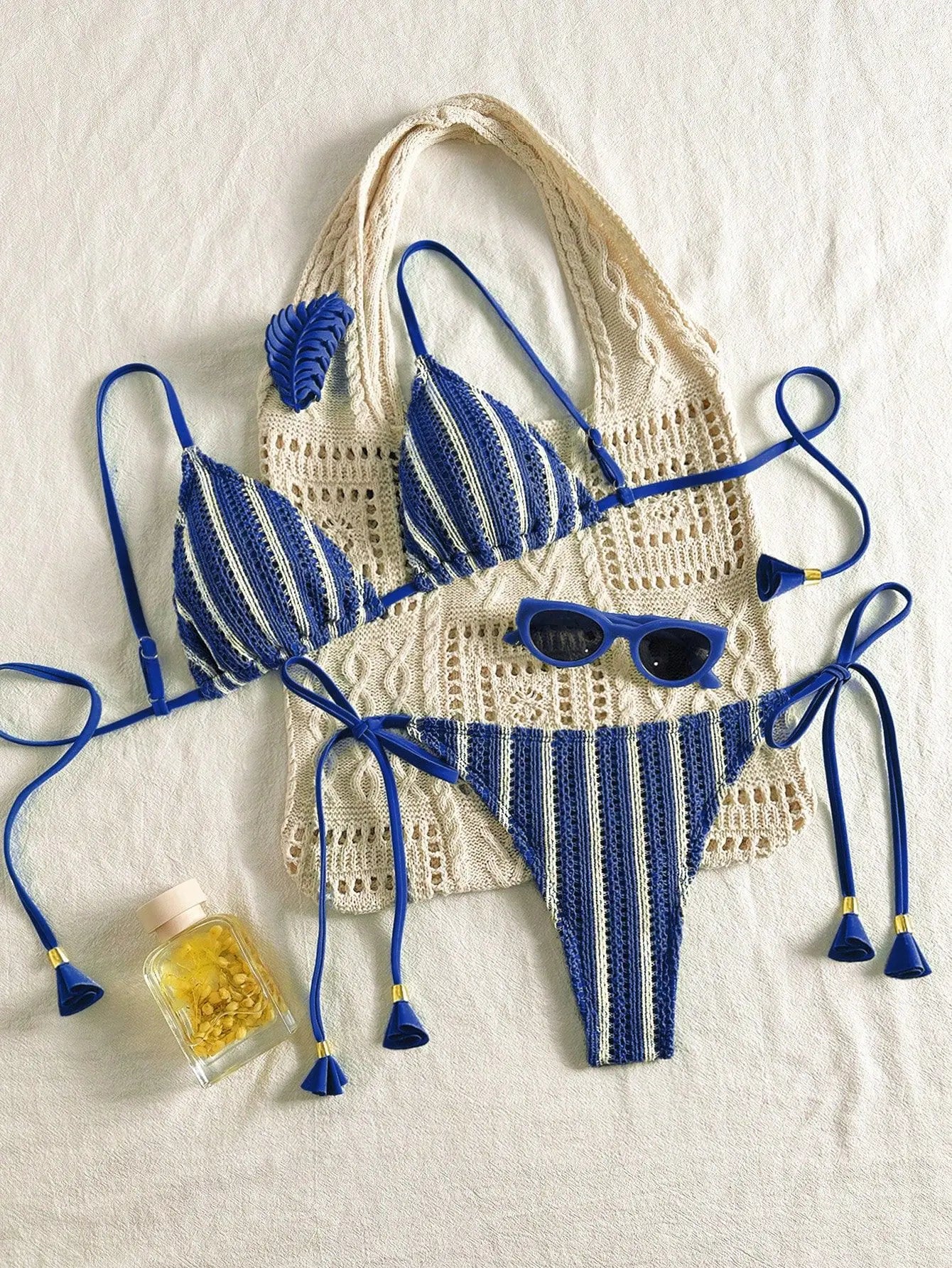 Sexy Orange Striped Bikini Set 2026 Women Halter Push Up Bra Tassel Bandage Thong Swimsuit Summer Holiday Bathing Suit Swimwear