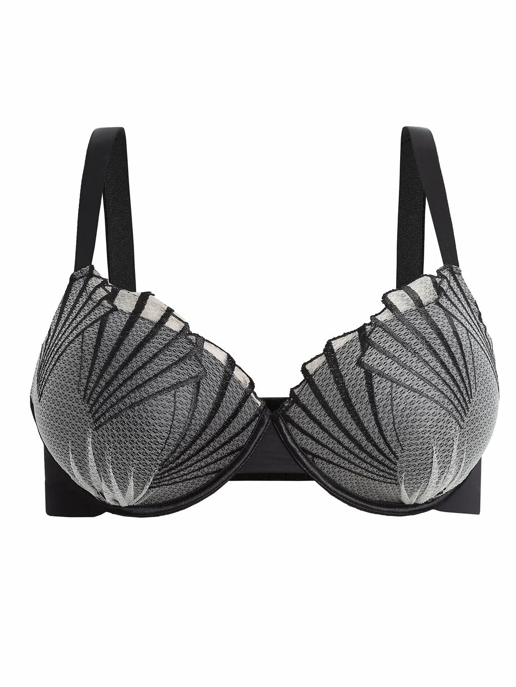 Everyday Plus Size Women's Push up Bra Fan Embroidery, Thin Cup, Comfortable Underwire Support Lingerie