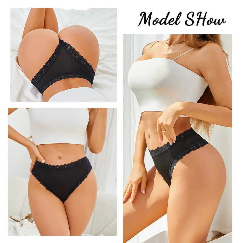 3Pcs Women Cotton Lingerie Sexy Thong Soft Fashion Panties Femme Design Underwear Pantys Underpant Lingerie Lace Intimates S-XL