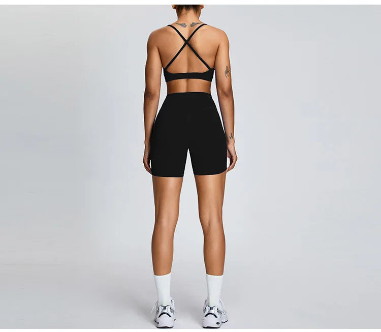 Solid Color Cross Back Women Fitness Underwear Sports Bra Running Top Gym Yoga Athletic Tight Workout Jog Soft With Backless Bra