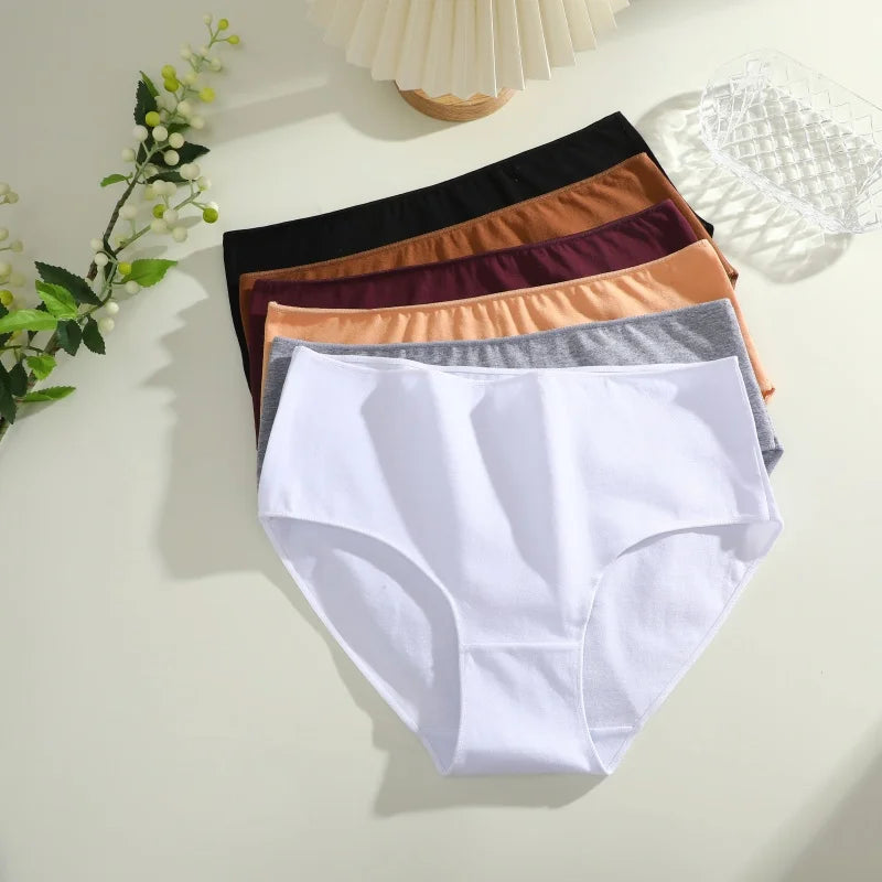 4Pcs Women's Seamless Cotton Briefs Women Plus SizePanties Solid Color Breathable Underwear Female Low Waist Soft Lingerie S-XXL