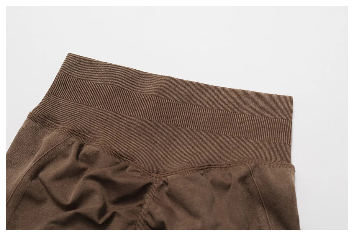 High Waist Yoga Shorts Women Sand Washed Yoga Shorts Workout Shorts Fitness Yoga Lift Butt Fitness Yoga Gym Running Short Pants