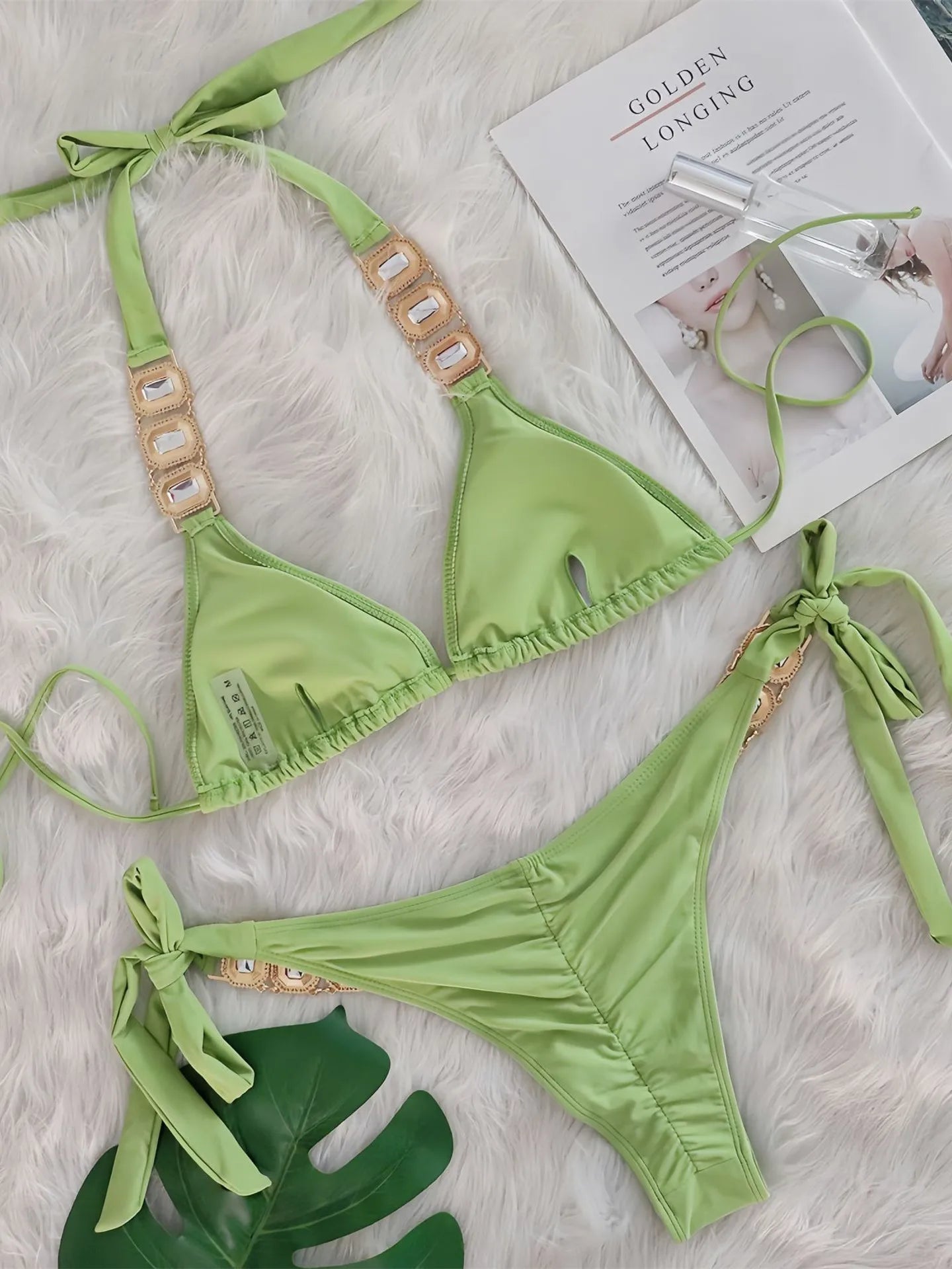 Sexy Rhinestone Bikini Set Women 2026 Luxury Pink Crystal Diamond Push Up Bandage Thong Swimsuit Beach Bathing Suit Swimwear