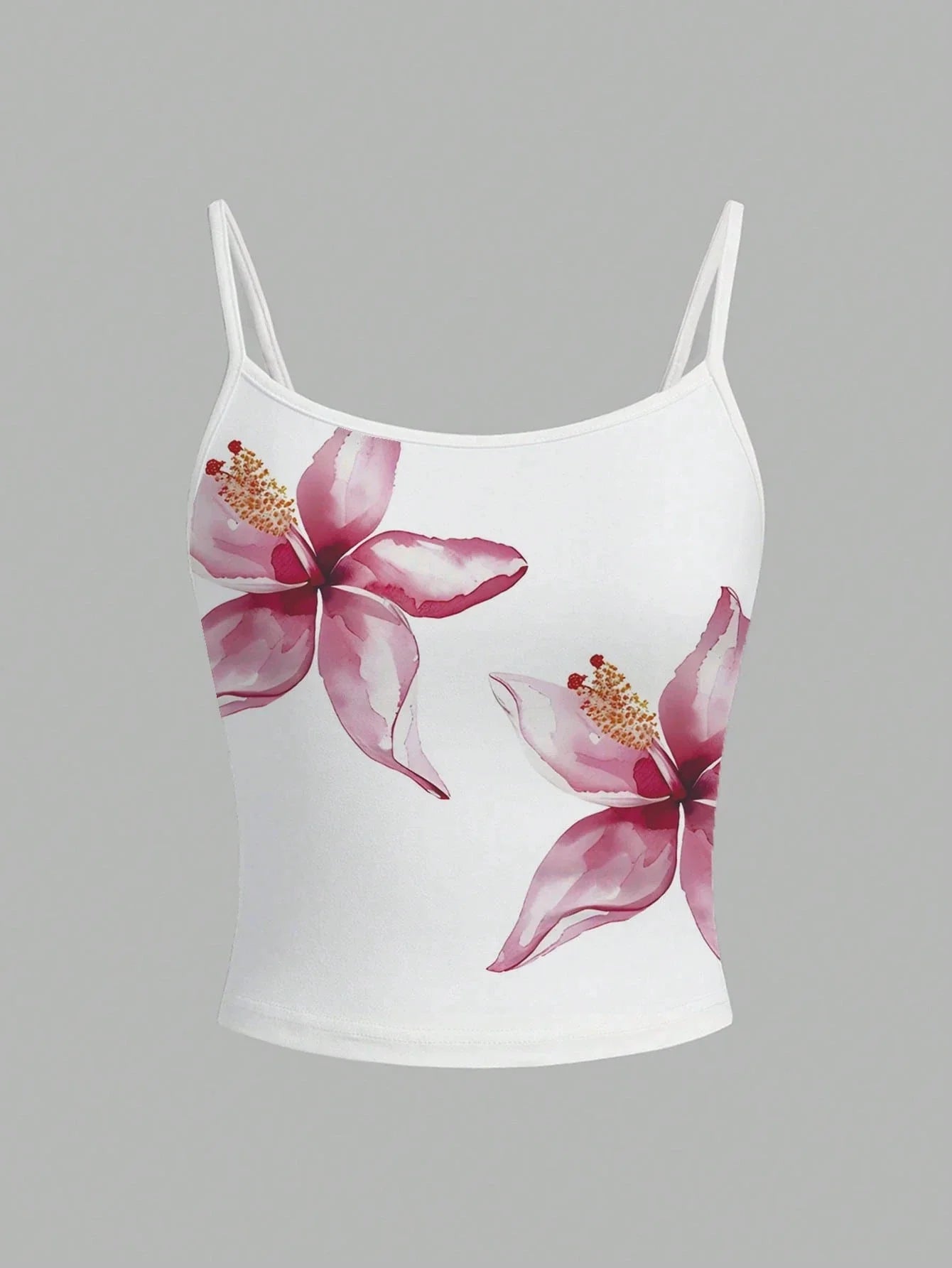 Women's Summer Floral Print Graphic Cami Top Casual Round Neck Slim fit Sleeveless Backless Crop Top Streetwear 2025