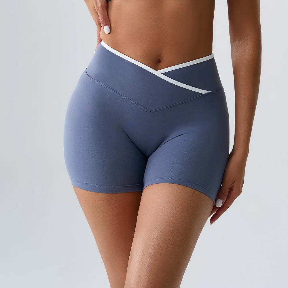 Sports Shorts Cross Waist Women Shorts Women Cycling Jogging Fitness High Waist Push Up Gym Shorts Leggings Women Yoga Clothing