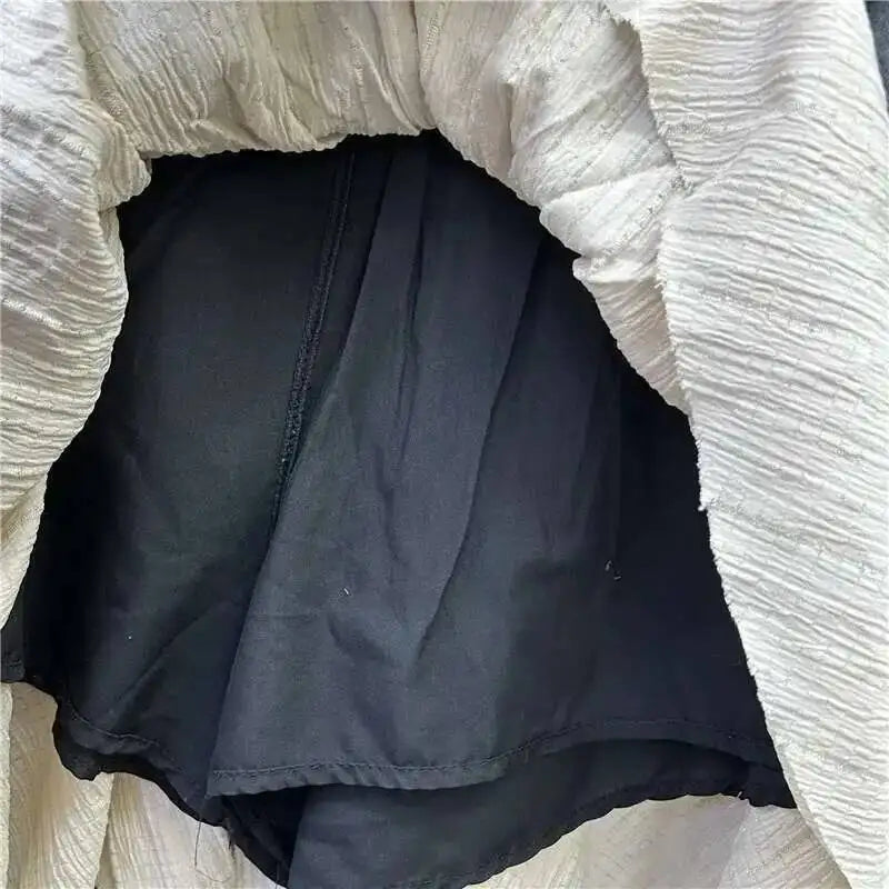 Retro Spliced Denim Pleated Skirt For Women Summer New Temperament Hot Girl Fashionable High Waist A-line Skirt Fashion AS1C
