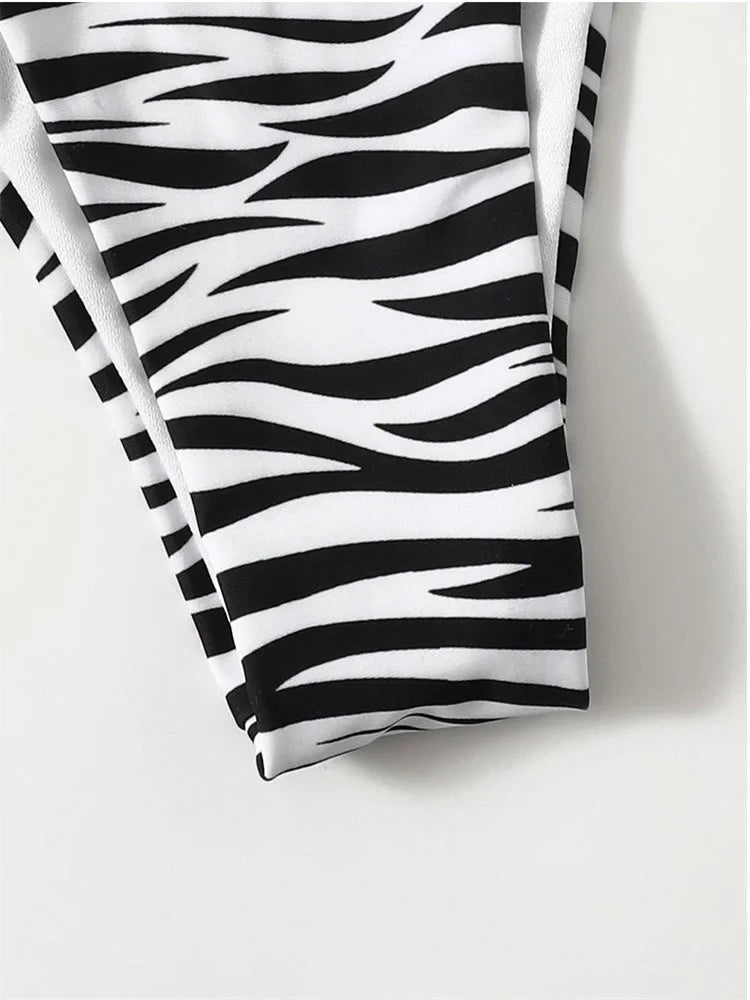 Sexy Zebra Striped Bikini Women Halter Push Up Triangle Swimsuit Brazilian Summer Bathing Suit Micro Swimwear 2025 Swimming Suit