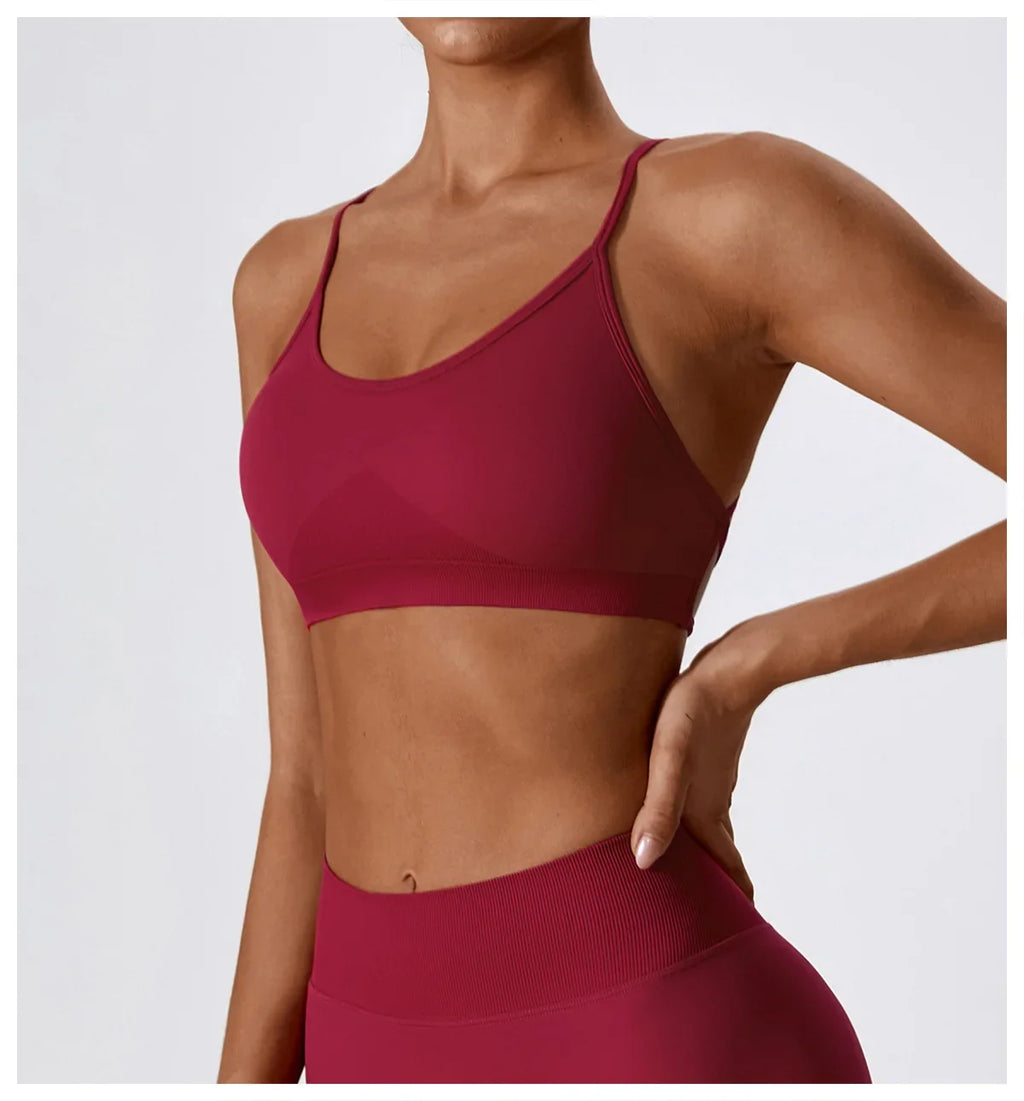 Women Cross Strap Sports Bra Women Push Up Sport Bra Yoga Gym Crop Top Brassiere Fitness Top Seamless Sport Bra Breathable Bras
