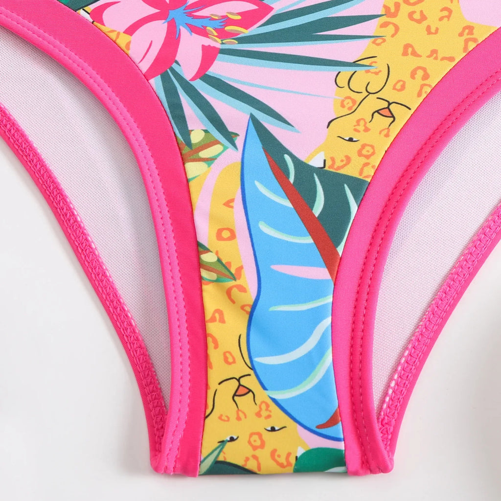 Vintage Green Leaves Print Bikini Set 2026 Women Tie Strap Push Up Underwire Long Skirt 3 Piece Swimsuit Bathing Suit Swimwear