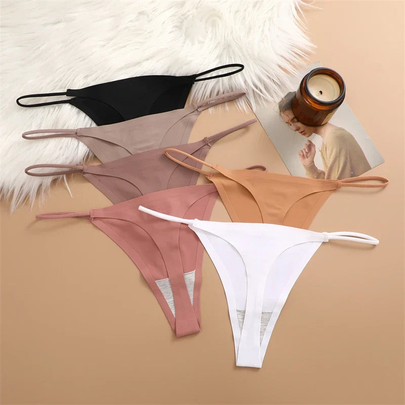 10Pcs/Set Seamless Thong Women Thin Strap Low Waist High Flexibility Panties Underwear Ladies Briefs T-back Comfortable Women