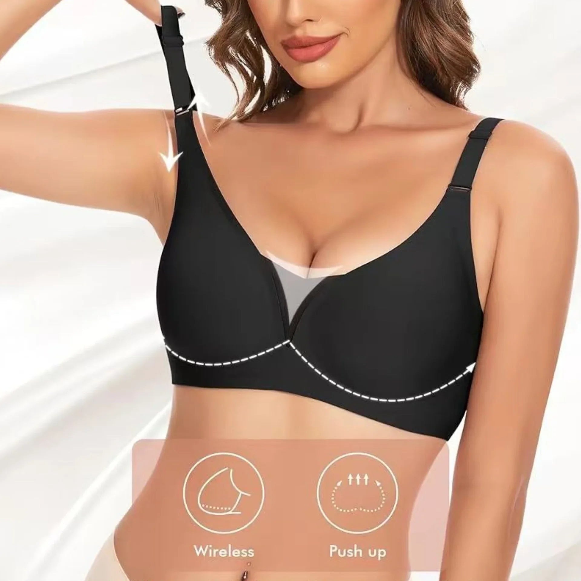Women's Seamless Bra 3/4 Cup Thin Molded Cup Bra Thin Flattering Plus-size Soft Support Push-up and Comfortable Breathable Bra