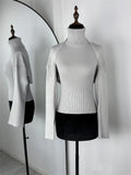 Trendix Knit Tank Top Sets For Women Fashion High Neck Vest And Long Sleeve Shawl 2 Piece Suits Sexy Backless Knitwear Top Femme