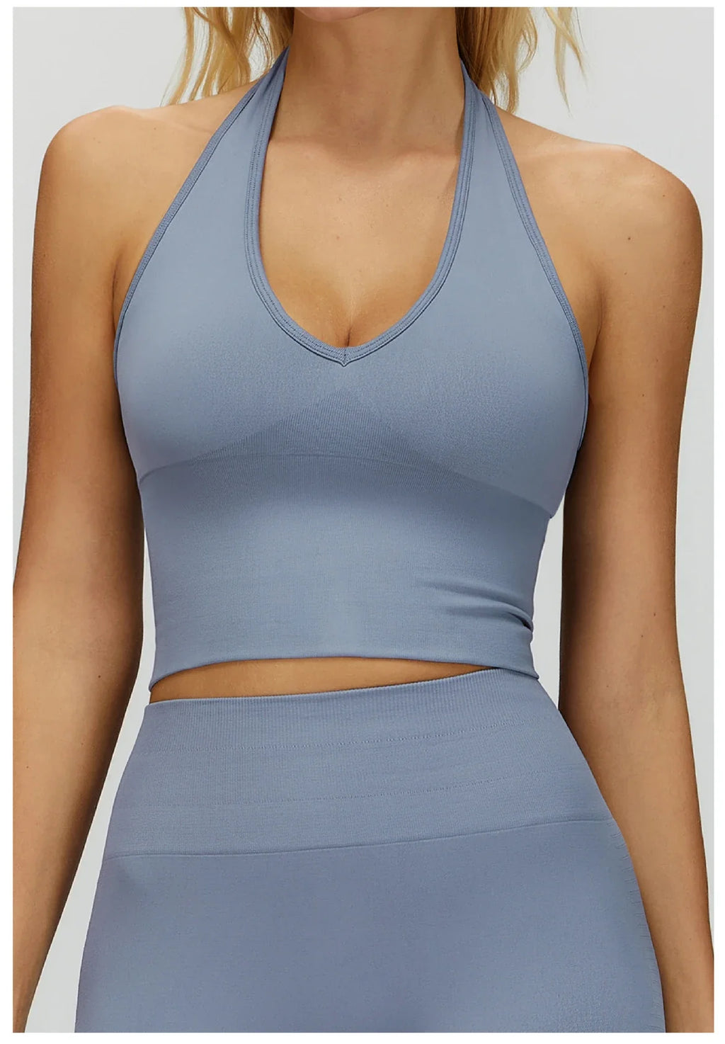 Seamless High Stretch Sports Bra Women Halter Yoga Bra Padded Backless Sports Bras Gym Crop Top Push Up Workout Yoga Tops Woman