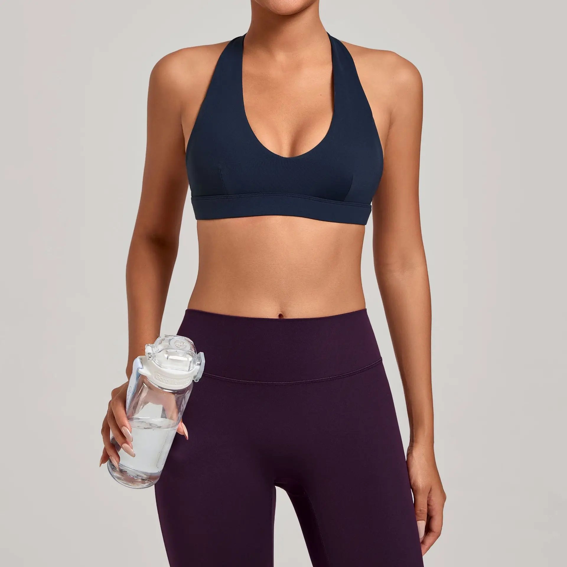 Sports Bra Gathered Neck Hanging Style Backless Tight Yoga Bra Women's Top Fitness Outdoorsports Pilates Training Gym Workout