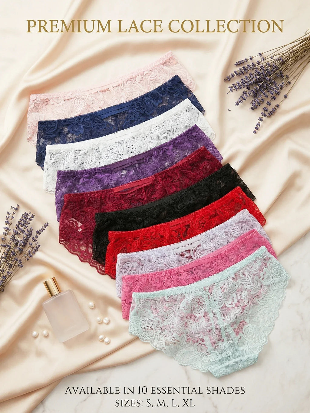 10 PCS/Set Women's Lace Panties Sexy Lace Female Underwear Low Rise Floral Sheer Panties