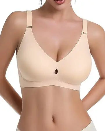 Women's Jelly Bra No Steel Ring Seamless Gathered Support 3 Pack Nylon Fabric Adjustable Shoulder Strap Invisible Cup Type